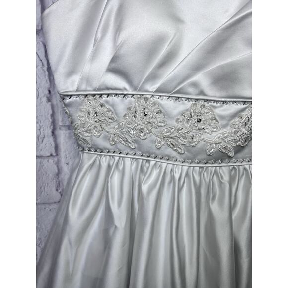 Wedding Dress Fit & Flare Empire Waist Spaghetti Strap Sequin Beaded Waist - Picture 5 of 8